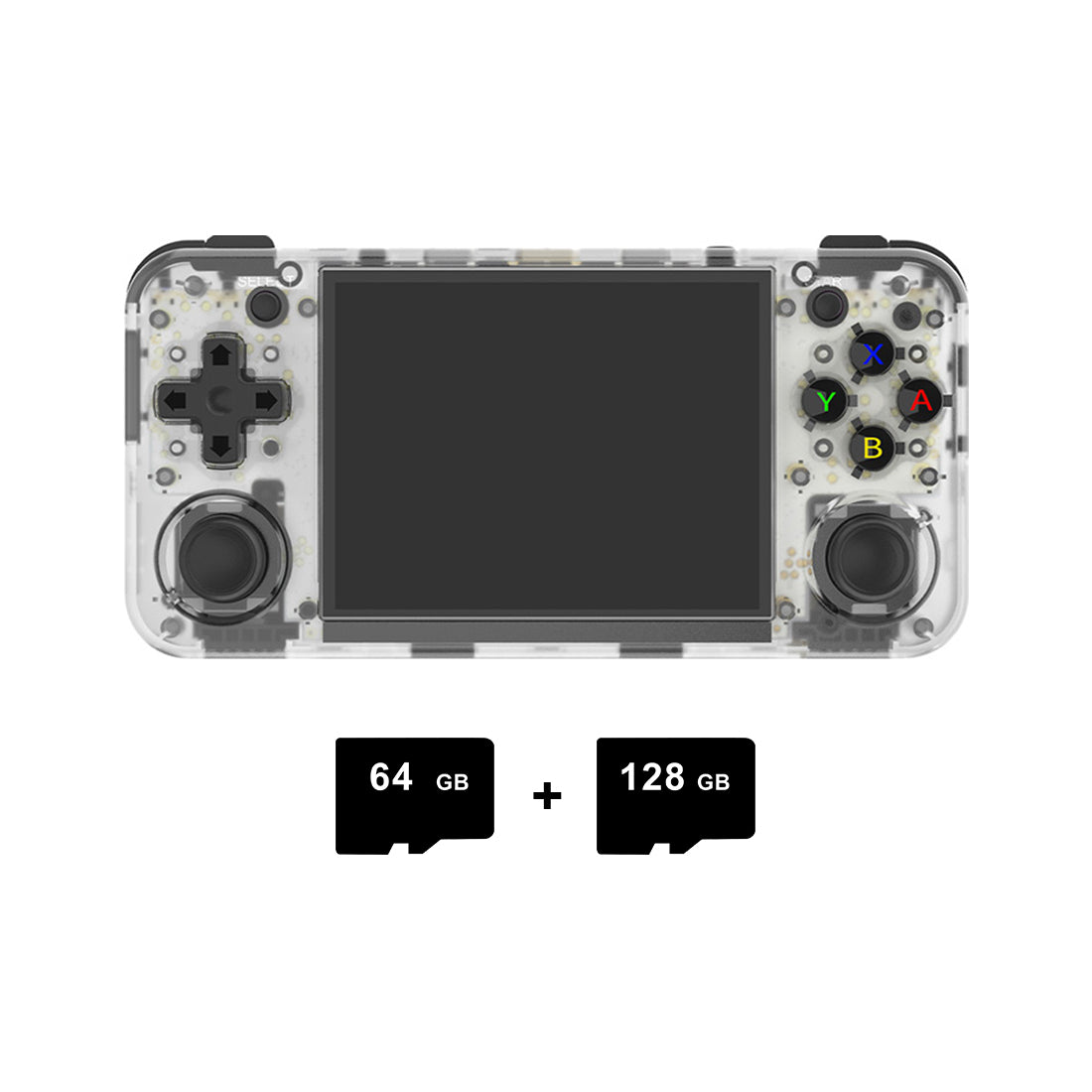 Anbernic RG35XX H Retro Portable Handheld Game Console - Transparent White  / 64GB+128GB