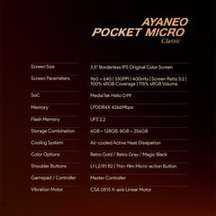 AYANEO POCKET MICRO Classic Retro Handheld Game Console *No Joystick*